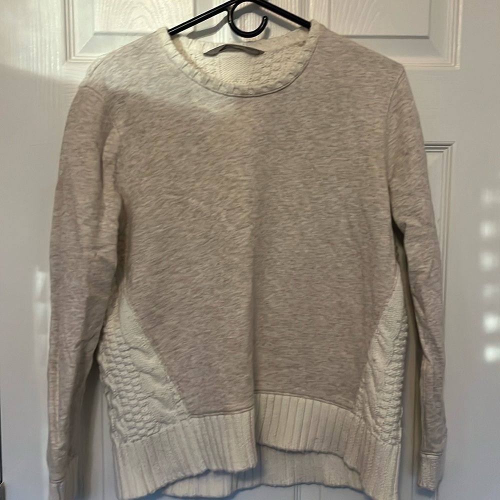 Athleta Women’s Cable Knit Sweater Back Sweatshirt, Cream, small